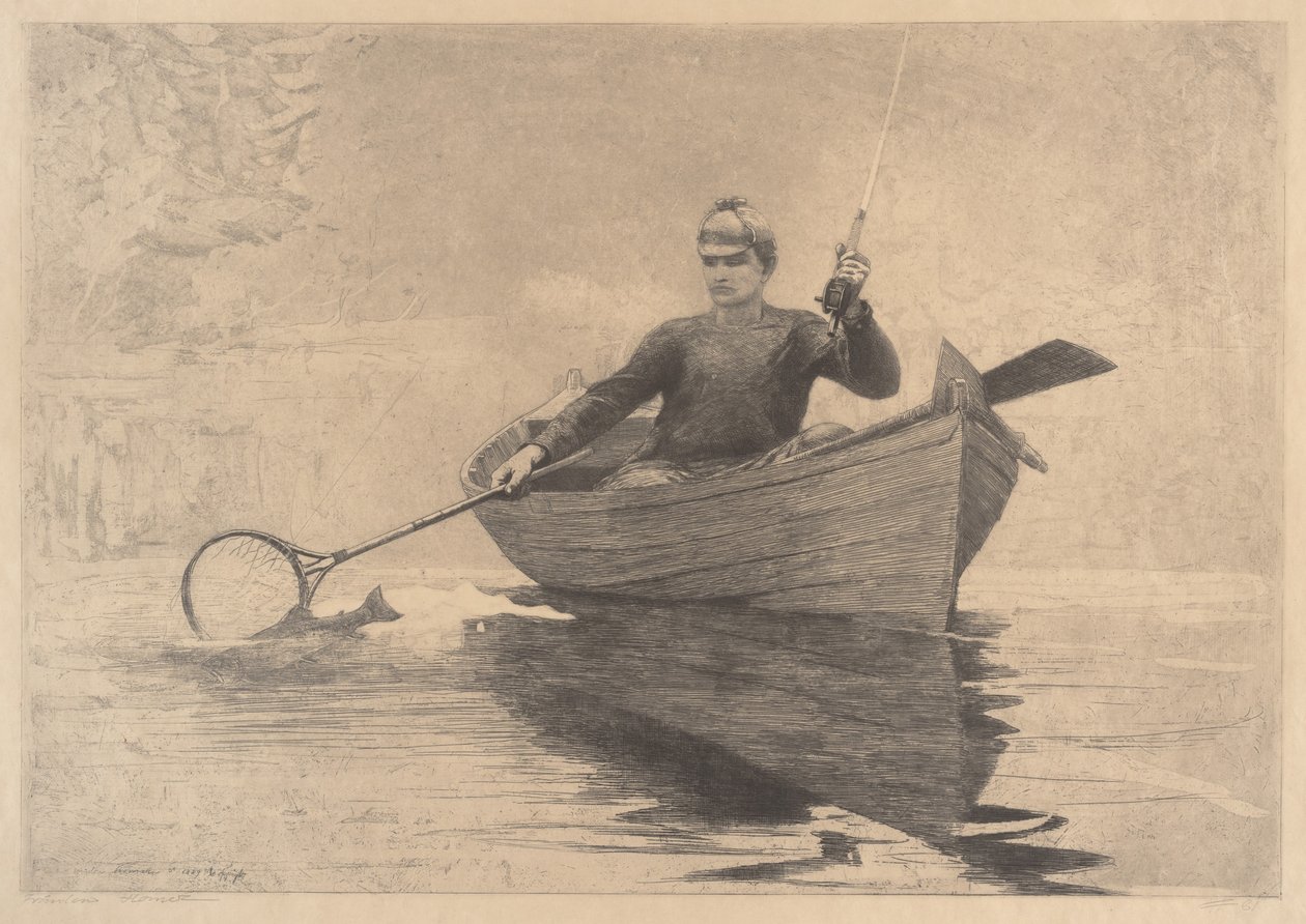Fluefiske, Saranac Lake av Winslow Homer