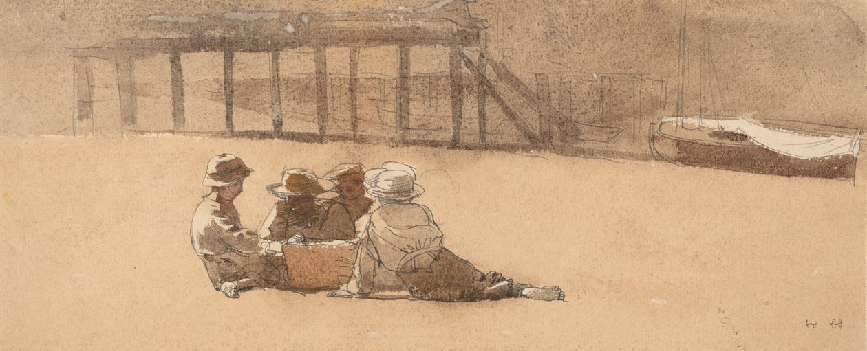 Fire gutter på en strand, 1873. av Winslow Homer