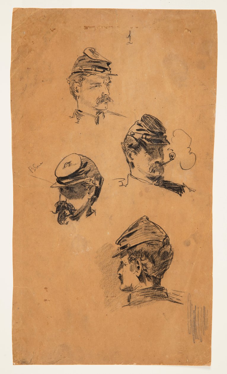 Fire studier av soldathoder av Winslow Homer