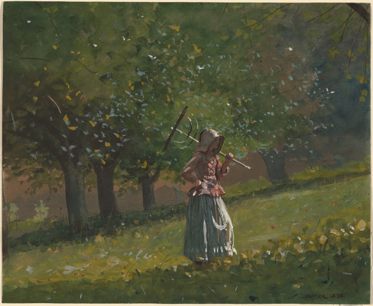 Jente med høyrive av Winslow Homer
