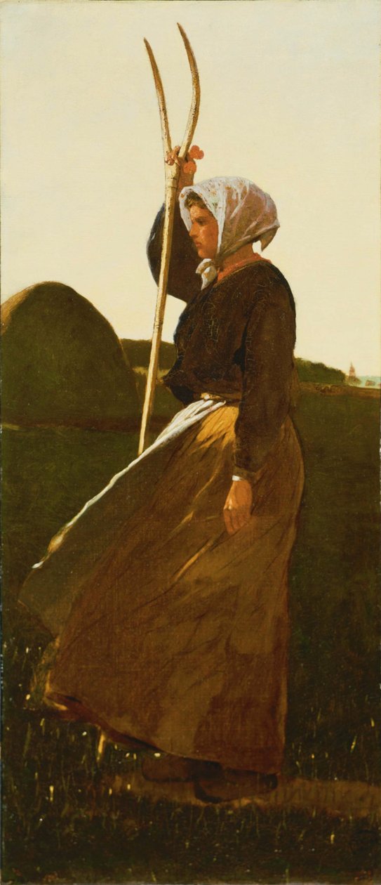 Jente med høygaffel av Winslow Homer