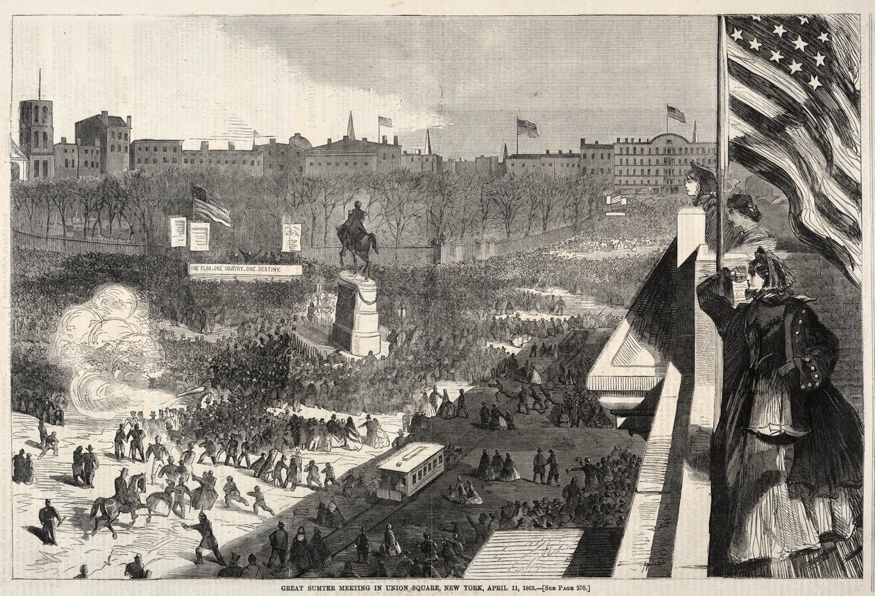 Stort Sumter-møte på Union Square, New York, 11. april 1863 av Winslow Homer