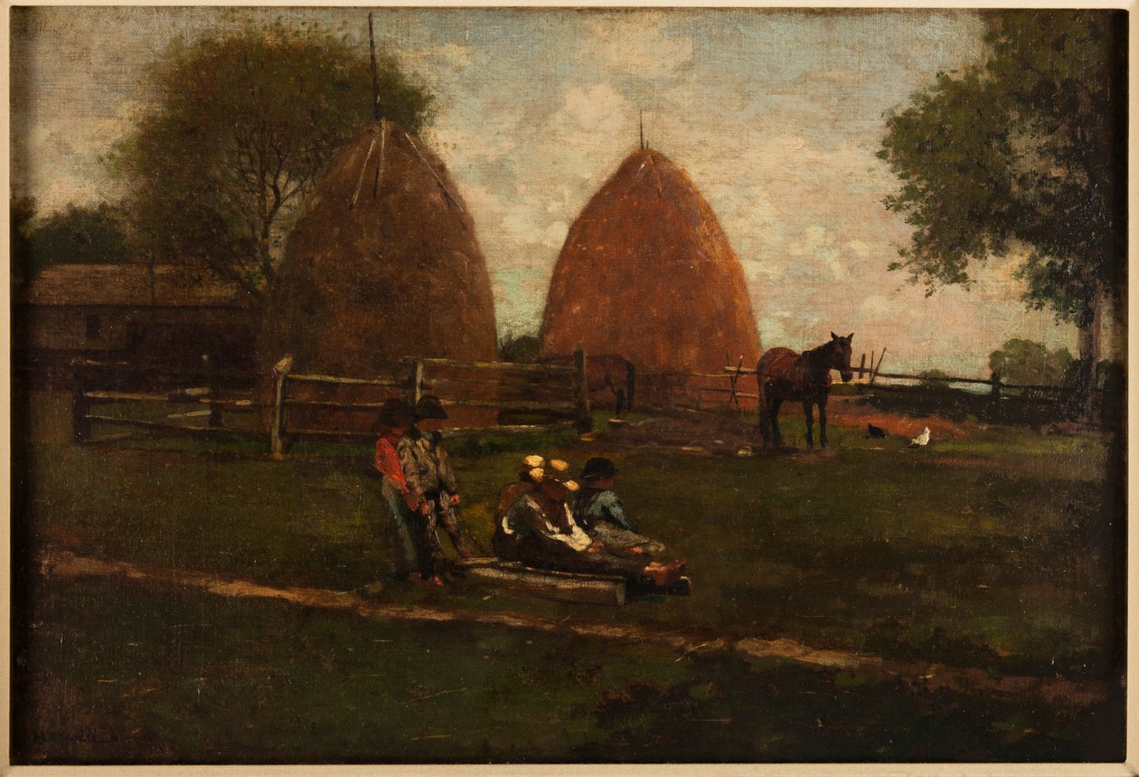 Høystakker og barn av Winslow Homer