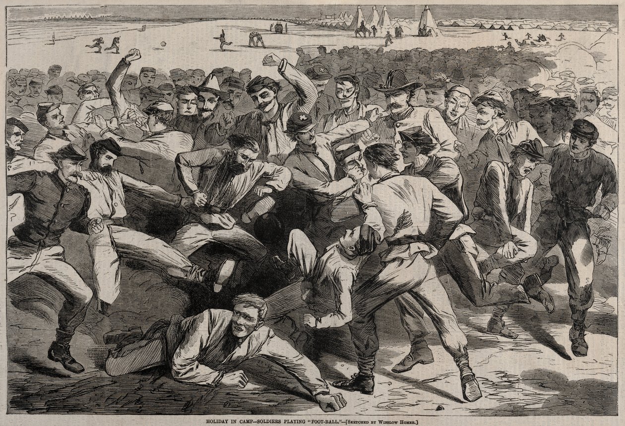 Ferie i leiren - Soldater spiller «fotball» av Winslow Homer