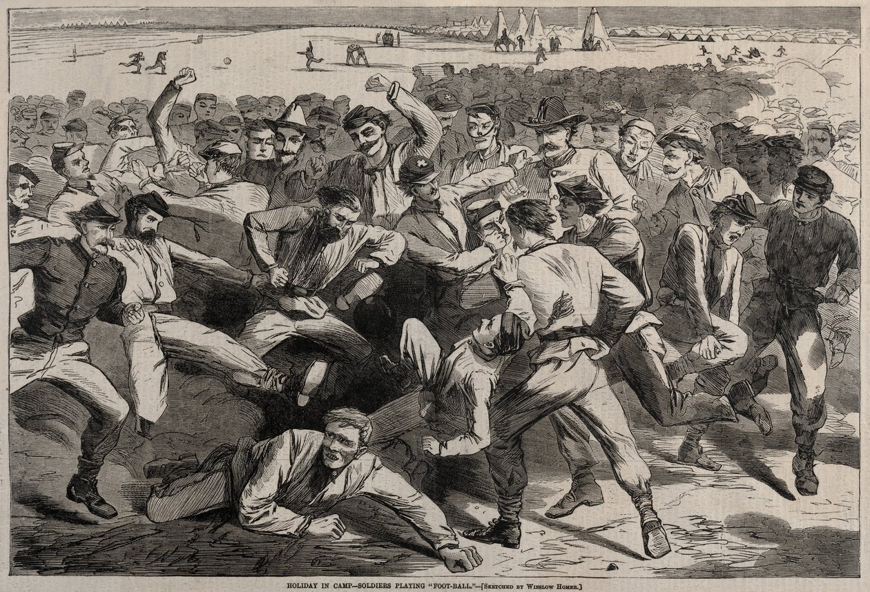 Ferie i leir - Soldater som spiller fotball, 1865. av Winslow Homer