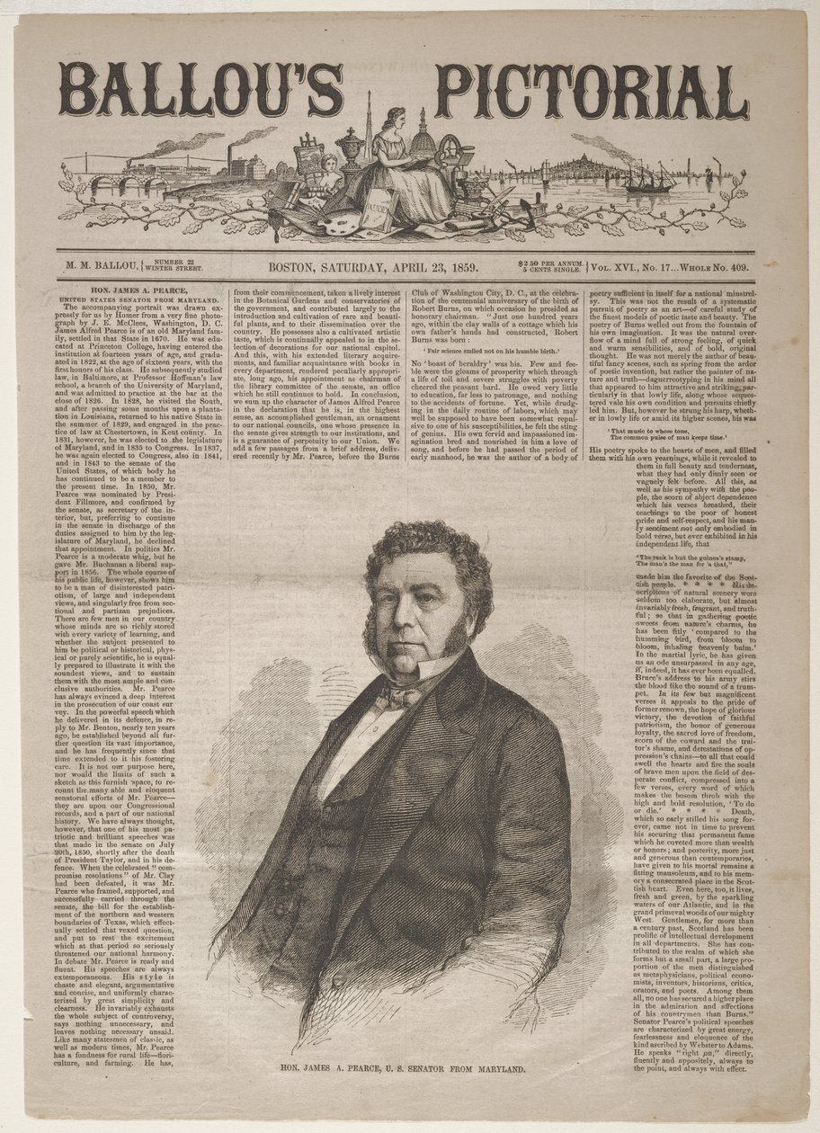 Den ærede James A. Pearce, amerikansk senator fra Maryland av Winslow Homer
