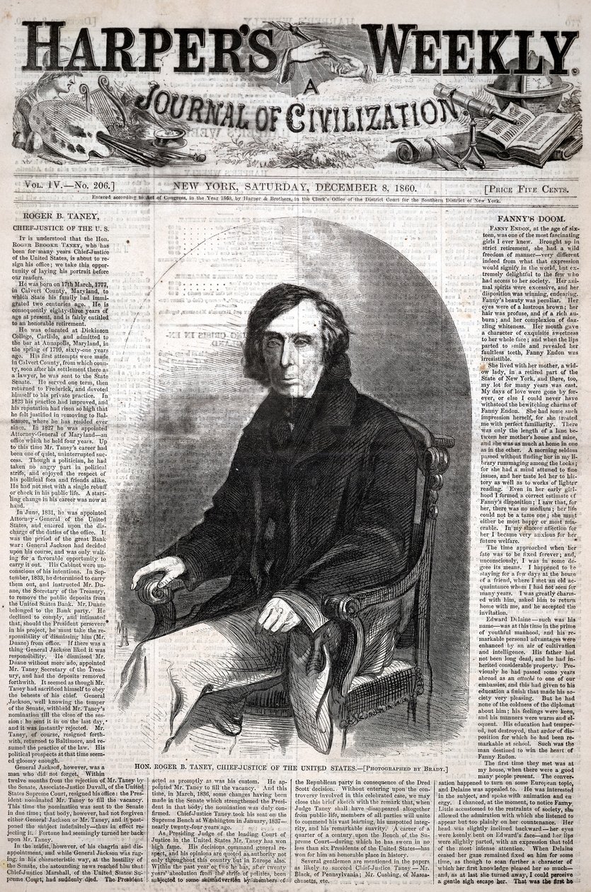 Ærede Roger B. Taney, USAs høyesterettsjustitiarius, fra Harper