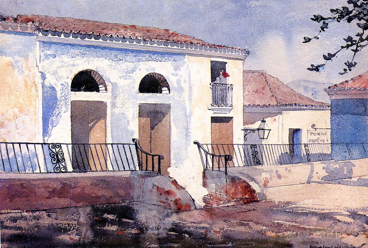 Hus i Santiago, Cuba, ca. 1885 (wc på papir om bord) av Winslow Homer