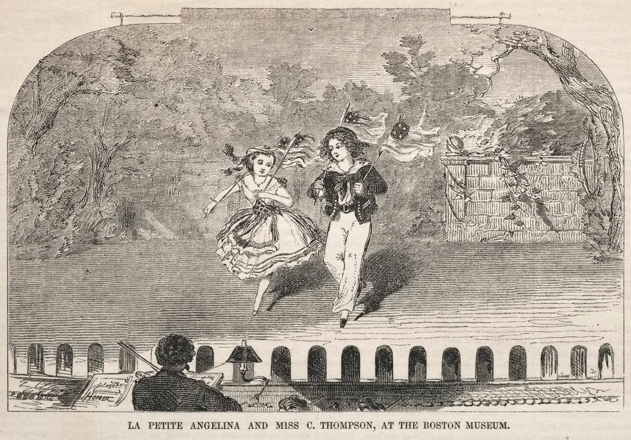 La Petite Angelina og frøken C. Thompson, ved Boston Museum, 1859. av Winslow Homer