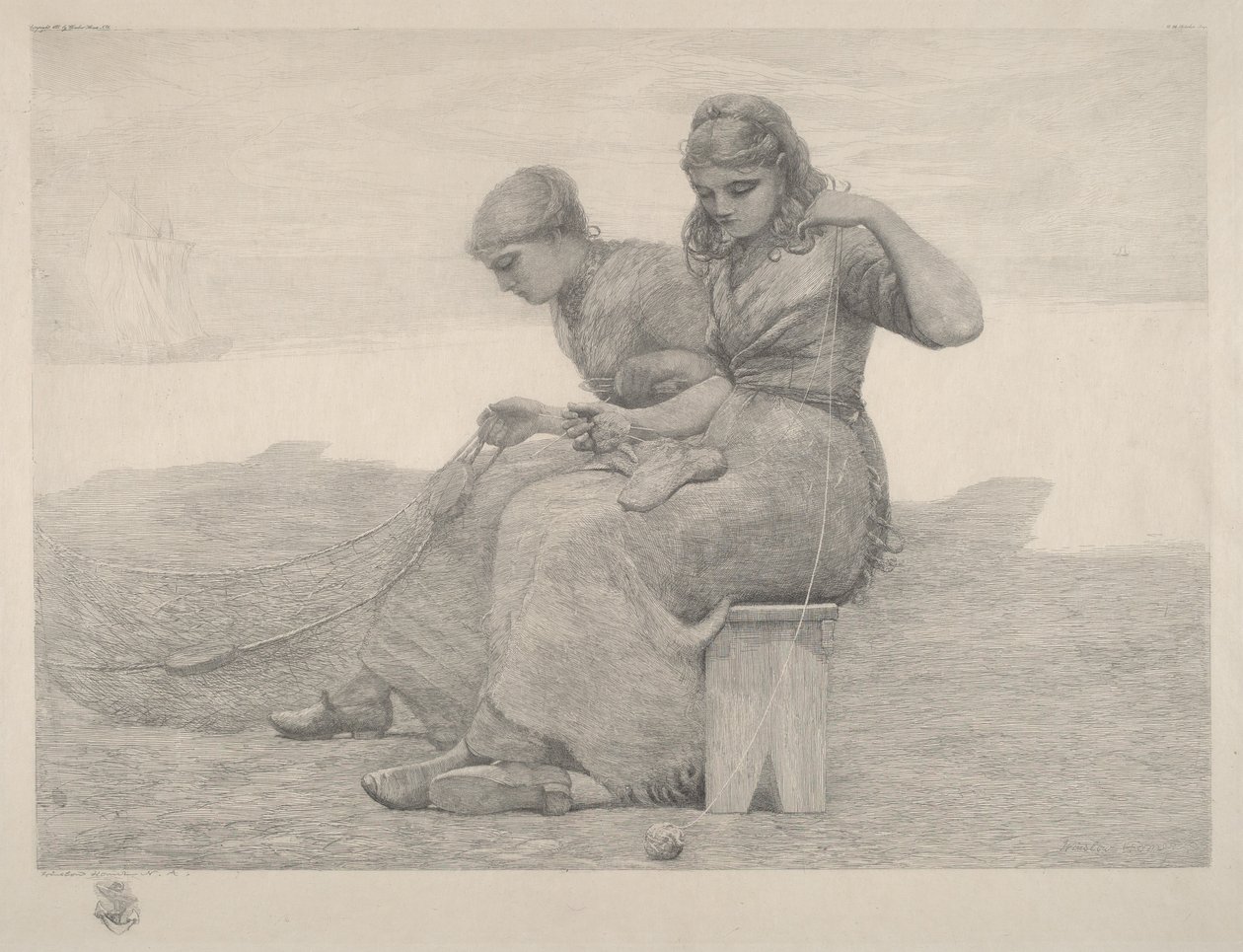 Bøting av garn av Winslow Homer