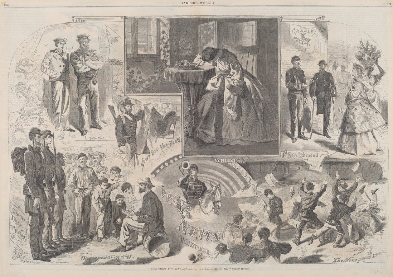 Nyheter fra krigen, publisert 1862. av Winslow Homer
