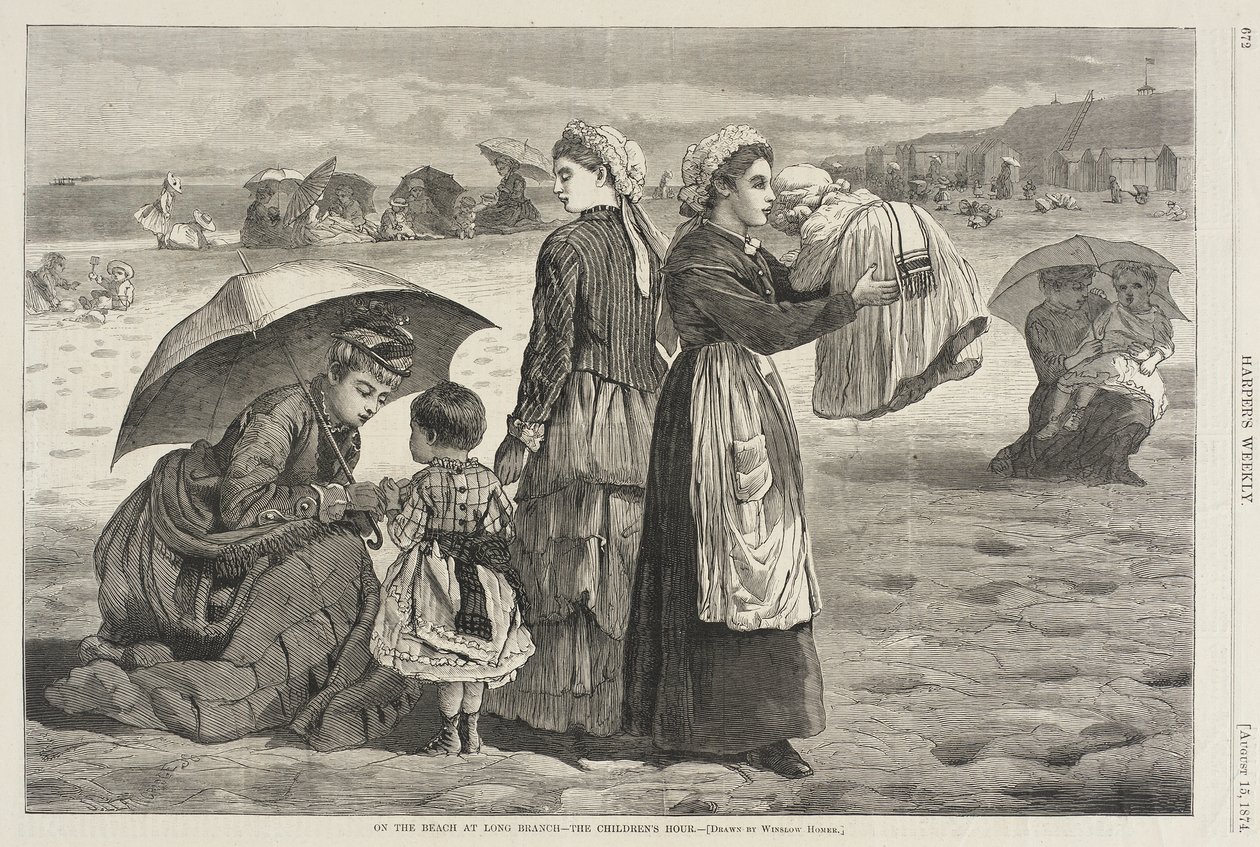 På stranden ved Long Branch - Barnas time av Winslow Homer