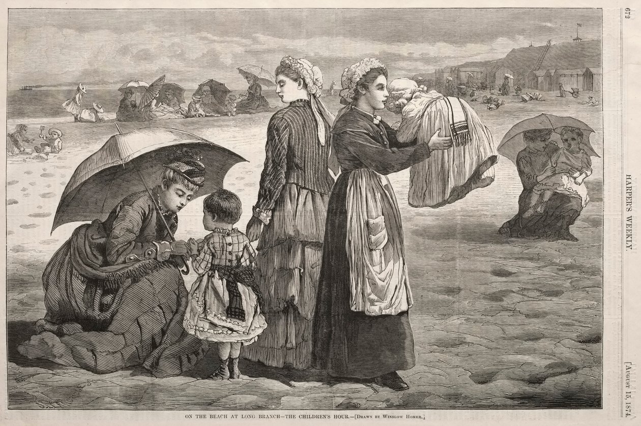 On the Beach at Long Branch - The Childrens Hour, 1874. av Winslow Homer
