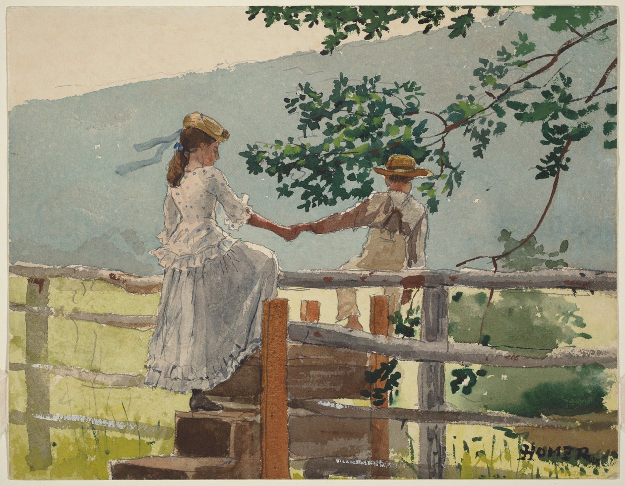 På trinnet over gjerdet av Winslow Homer