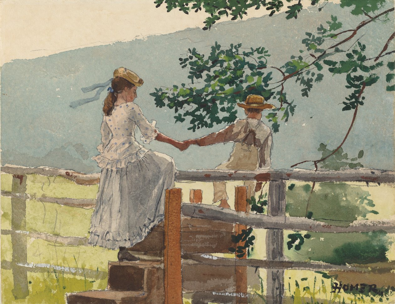 On the Stile, 1878. av Winslow Homer