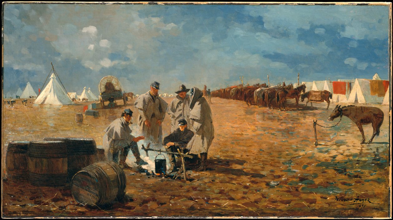 Regnværsdag i leiren av Winslow Homer
