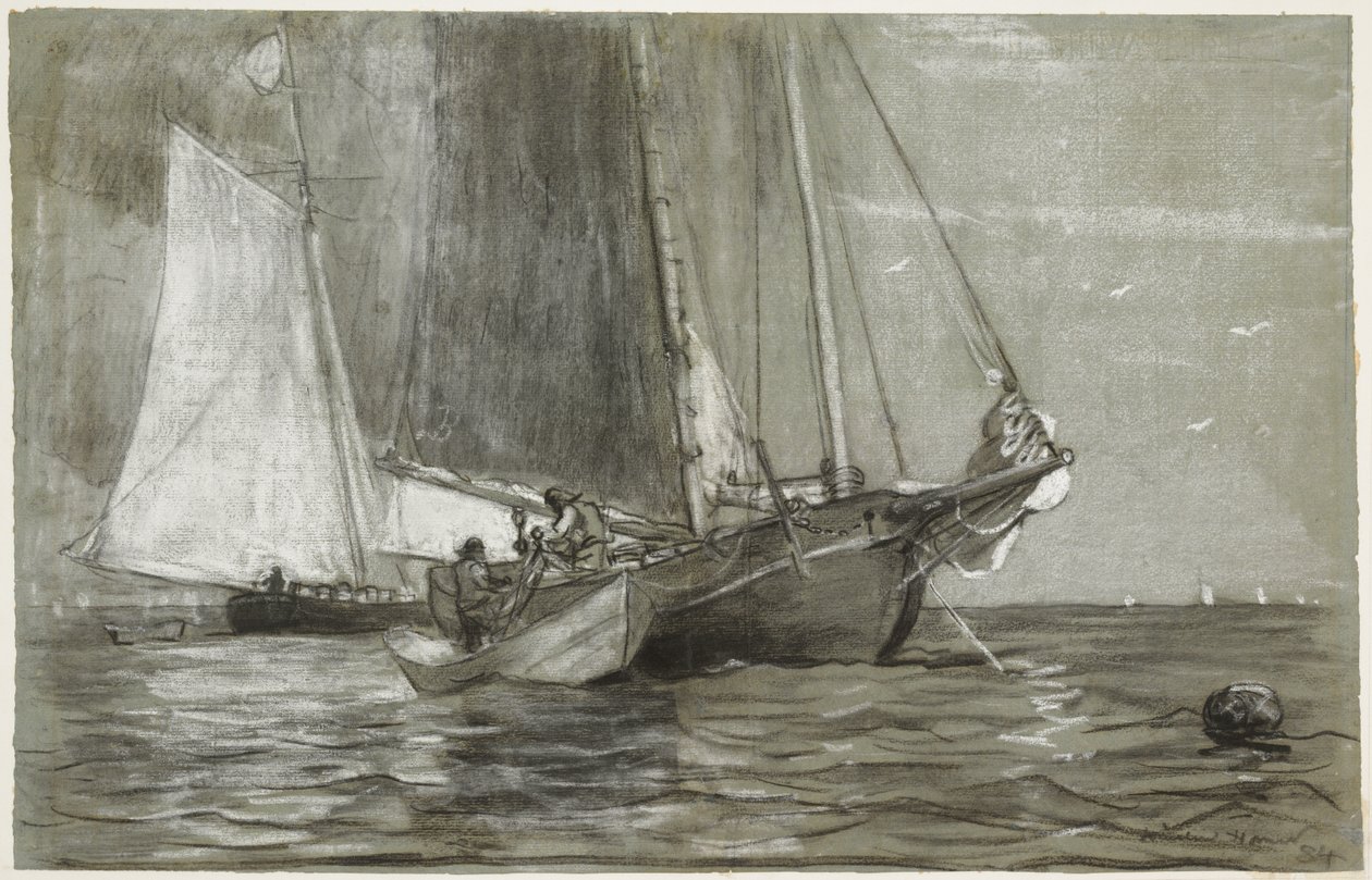 Skonnert for anker av Winslow Homer