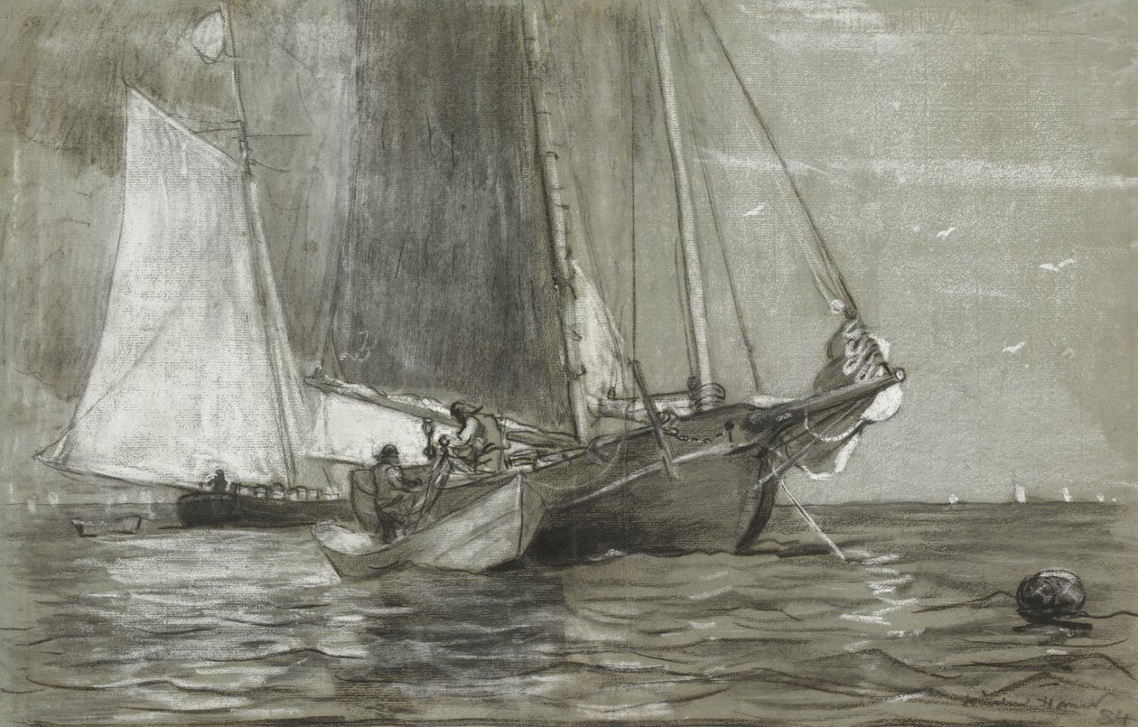 Skonnert ved anker, 1884 av Winslow Homer