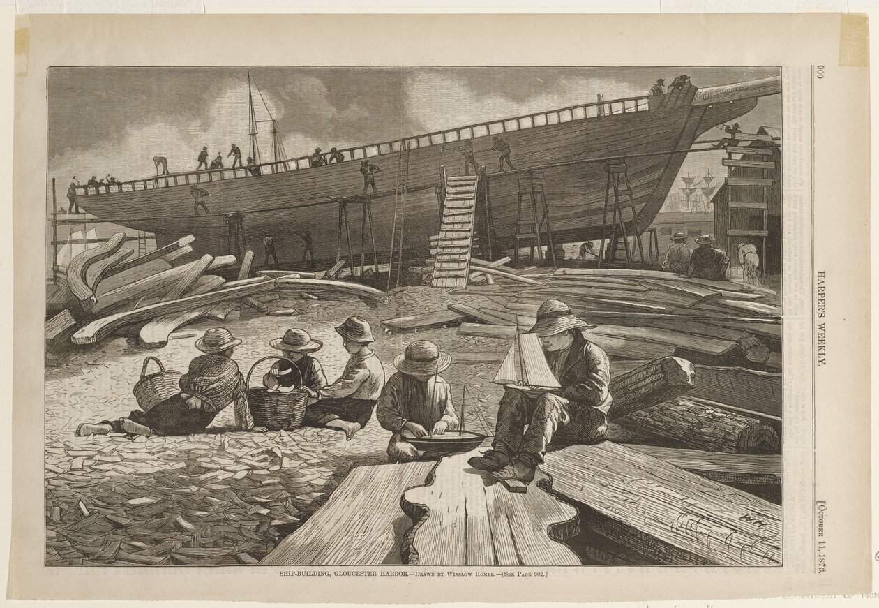 Skipsbygging, Gloucester havn av Winslow Homer