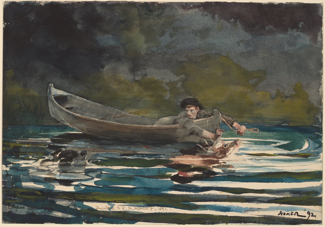 Skisse for "Hound and Hunter" av Winslow Homer