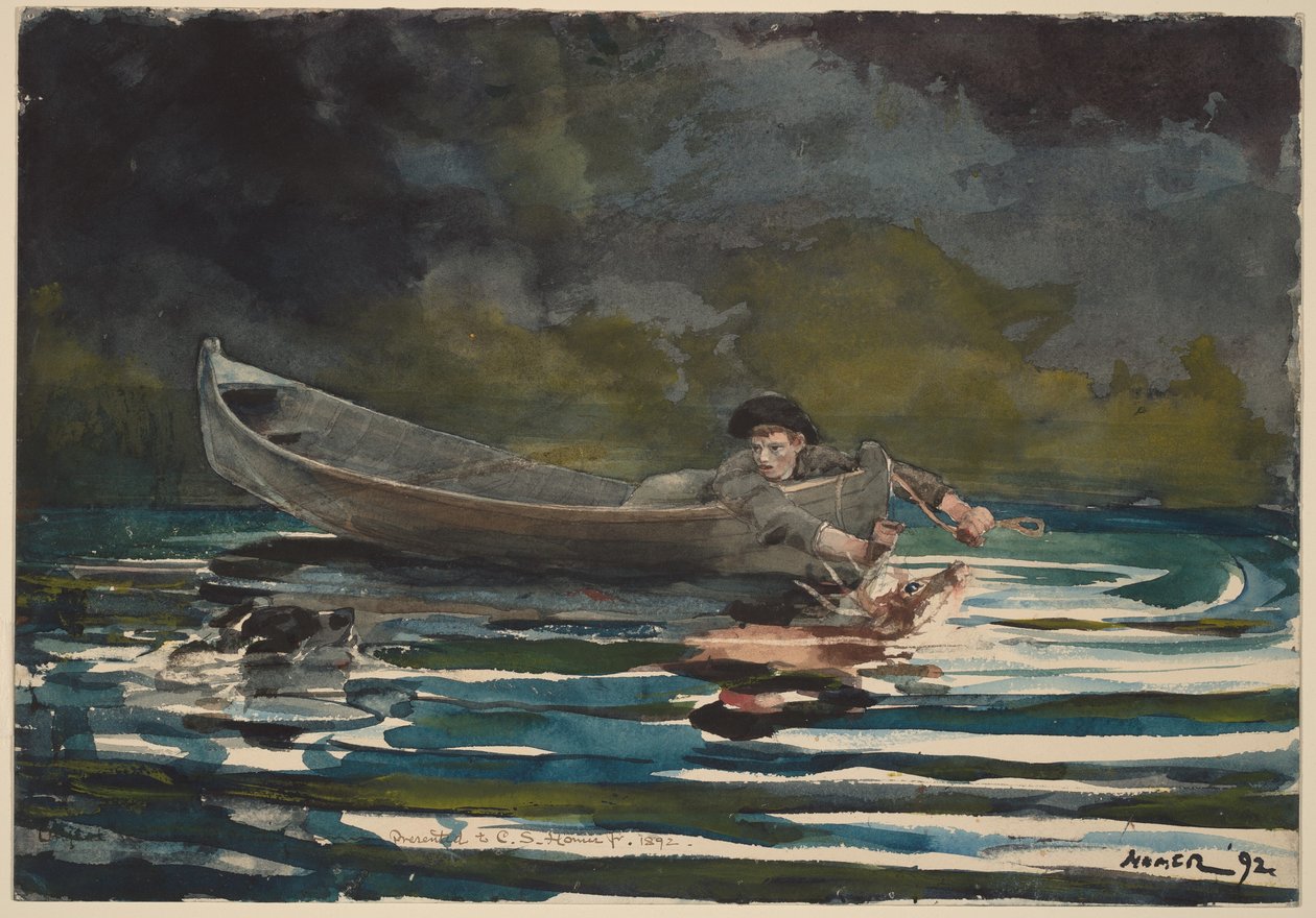 Skisse til «Jakthund og jeger» av Winslow Homer