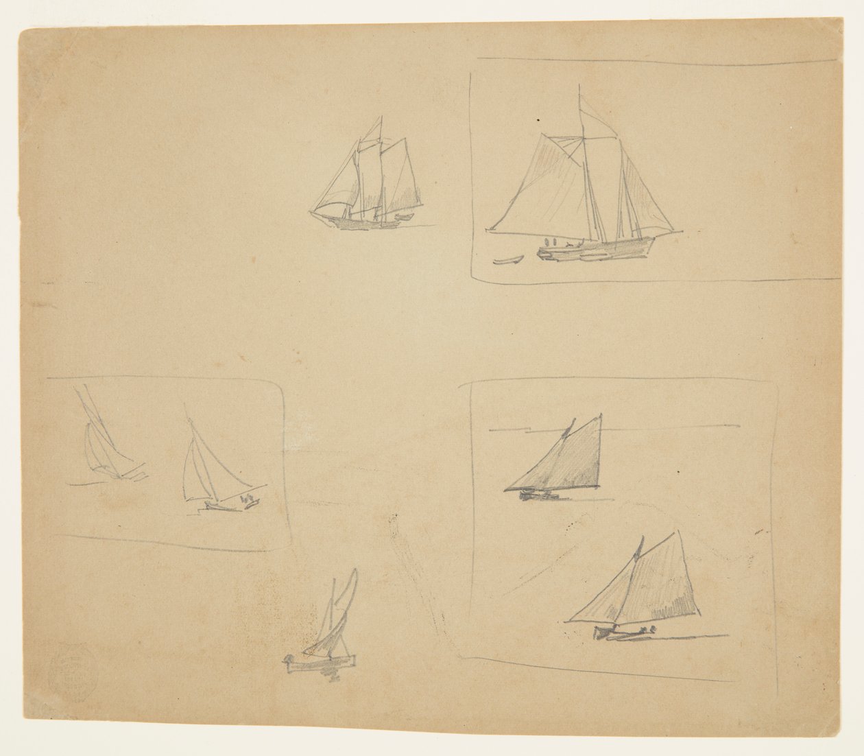 Skisser av seilfartøy av Winslow Homer
