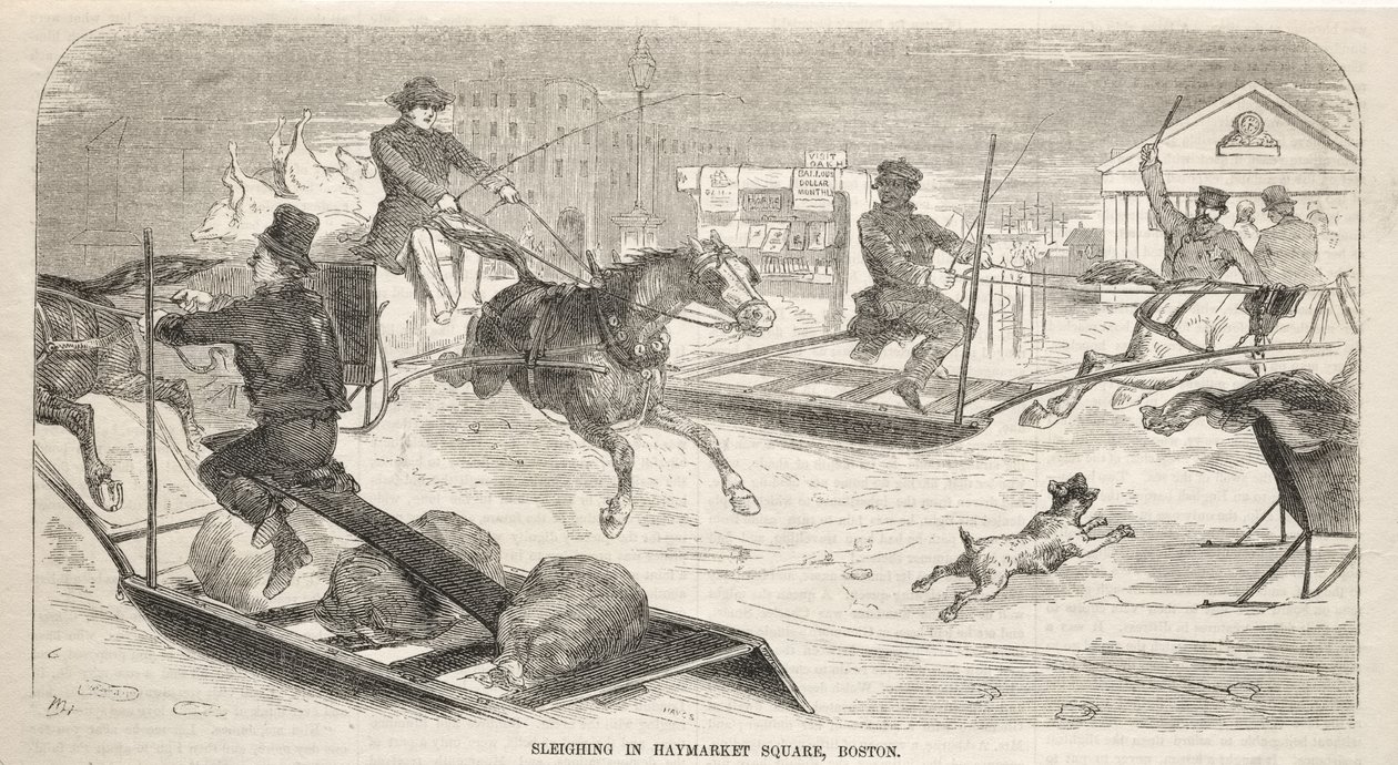 Kjelketur på Haymarket Square i Boston av Winslow Homer