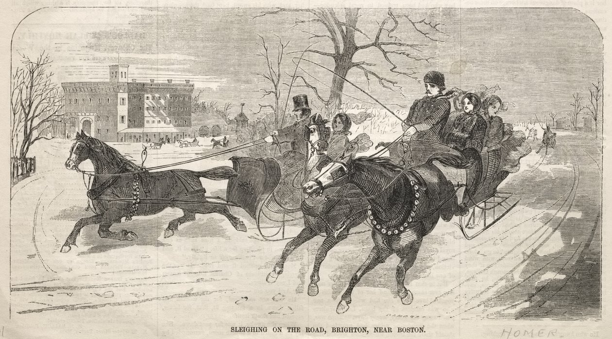 Kjelketur på veien, Brighton, i nærheten av Boston av Winslow Homer