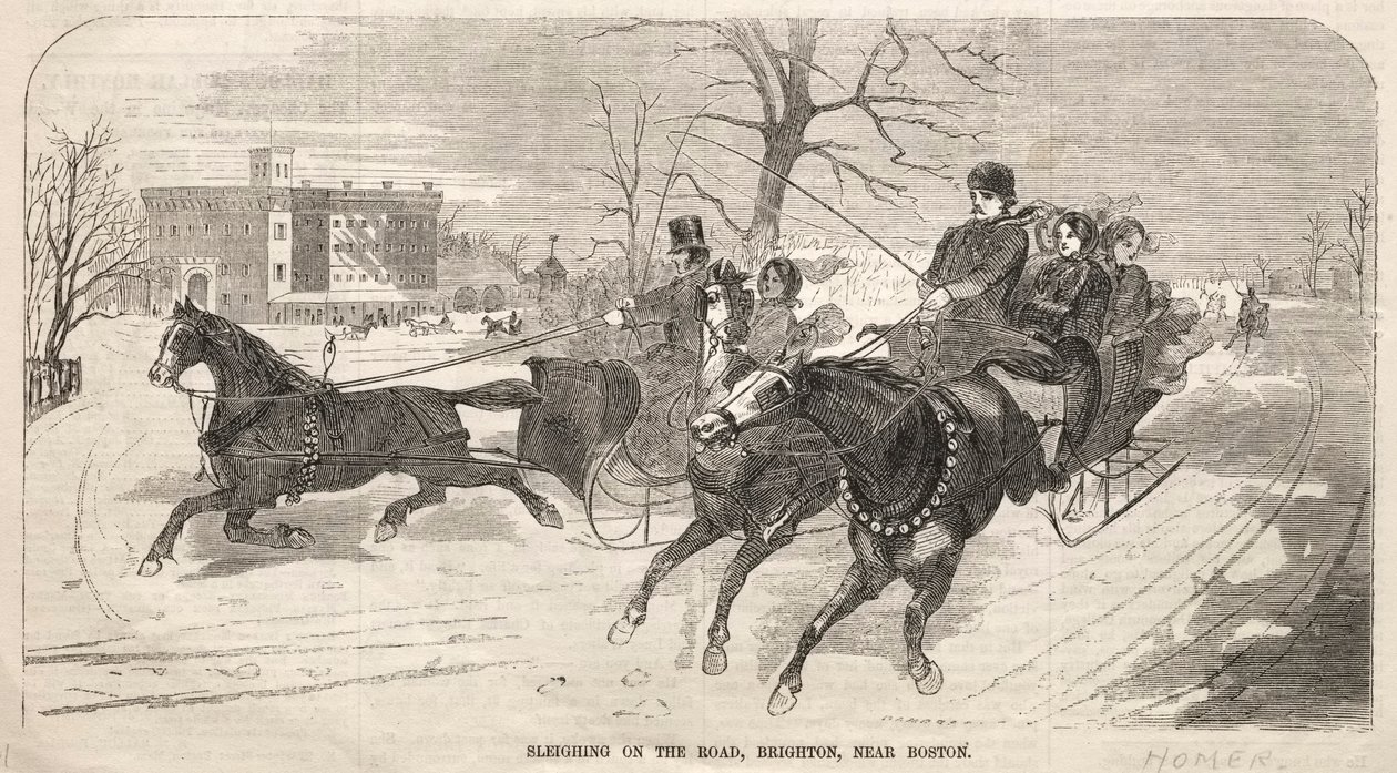 Slede på veien, Brighton, nær Boston, 1859. av Winslow Homer