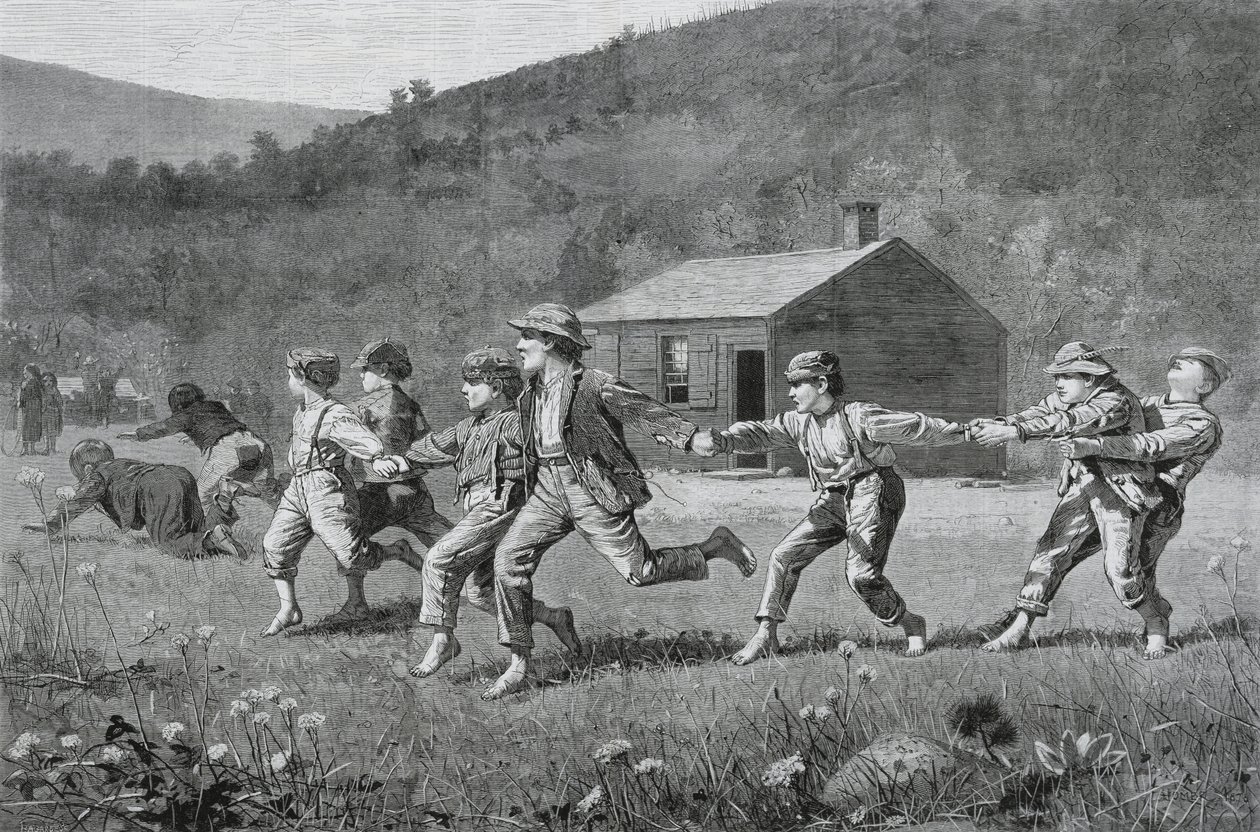 Snap-the-Whip, fra Harpers Weekly, 20. september 1873, (tregravering på avispapir) av Winslow Homer