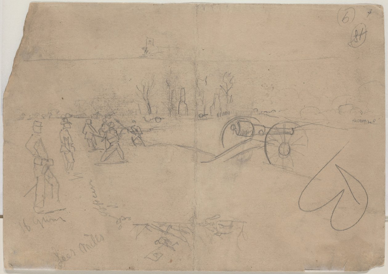 Soldater og kanoner [verso], 1862. av Winslow Homer