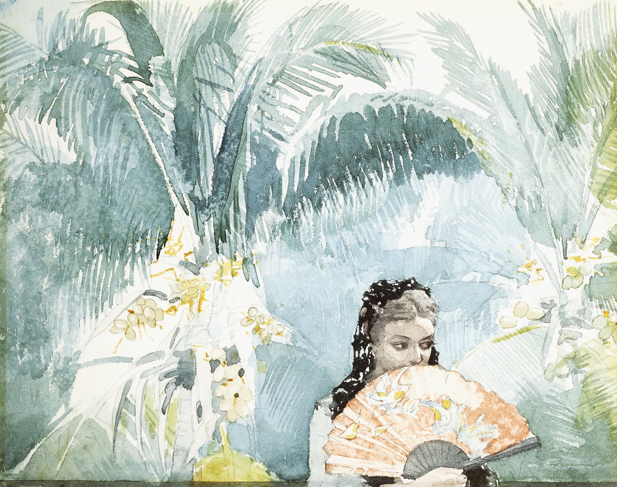 Spansk jente med vifte, 1885 av Winslow Homer