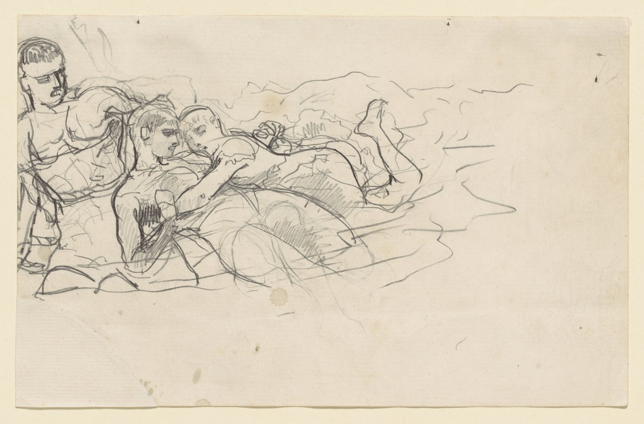 Stående mann som ser mot to druknende figurer (studie til Understrøm) av Winslow Homer