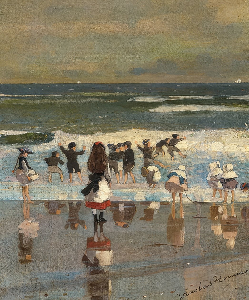 Strandscene. Rundt 1869 av Winslow Homer