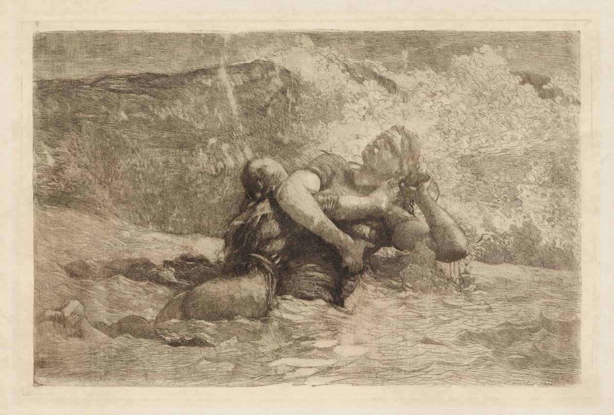 Studie til Understrøm av Winslow Homer