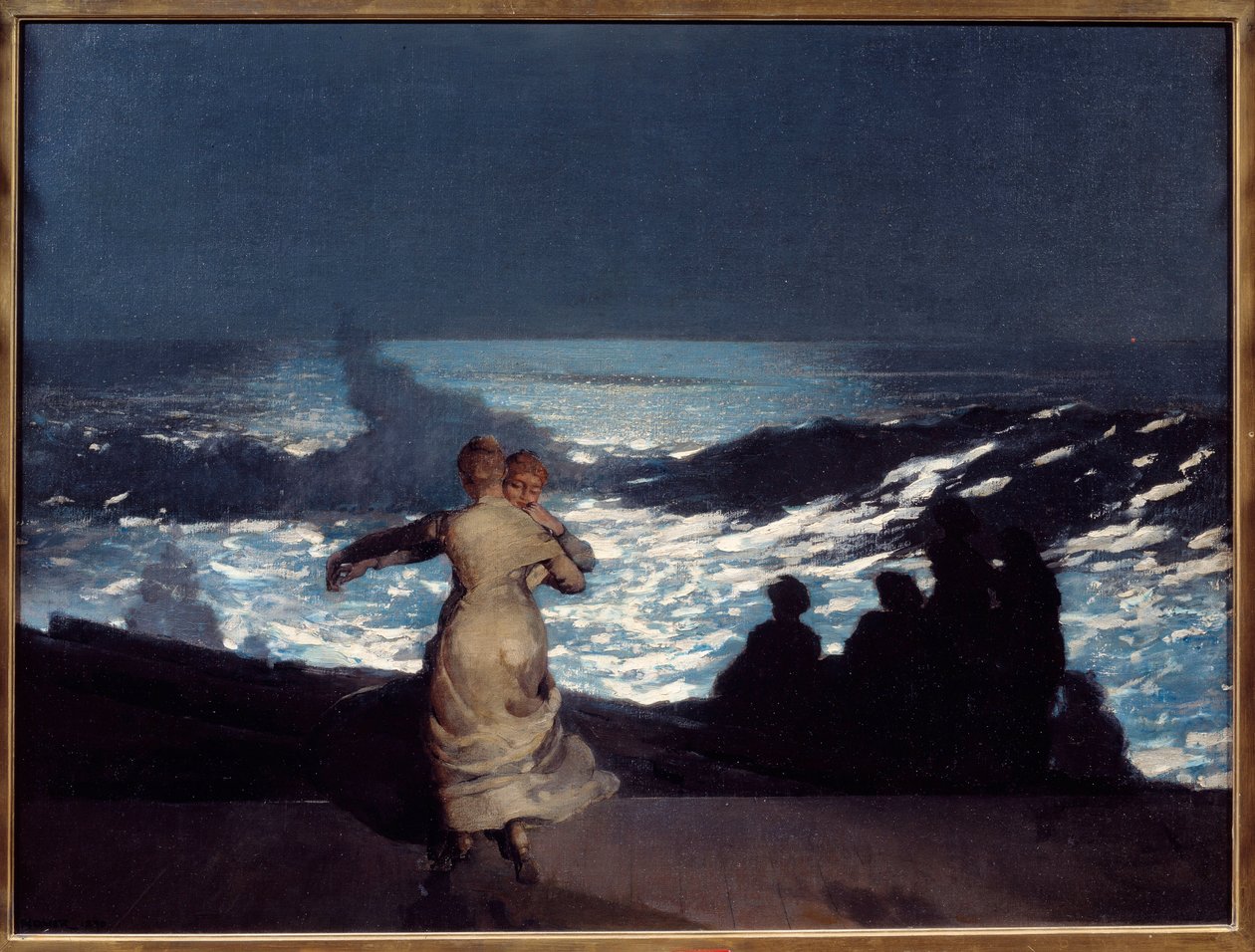 Sommernatt. Kvinner danser i måneskinn. Maleri av Winslow Homer (1836-1910) Ec. Er av Winslow Homer