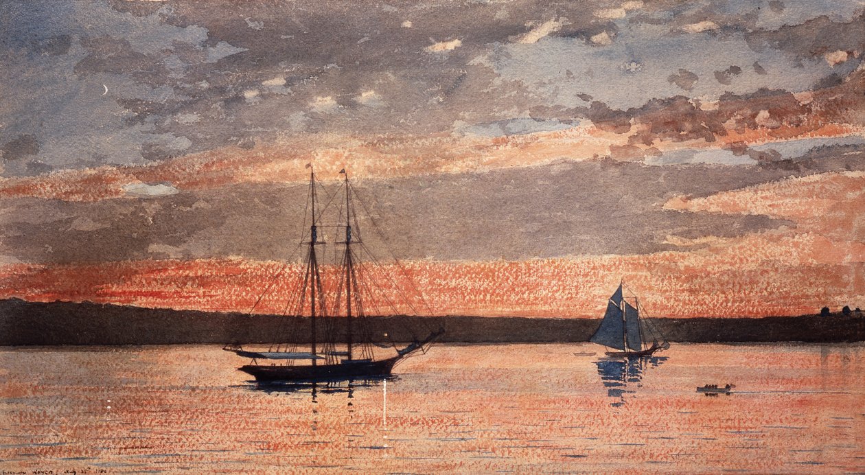 Solnedgang ved Gloucester av Winslow Homer