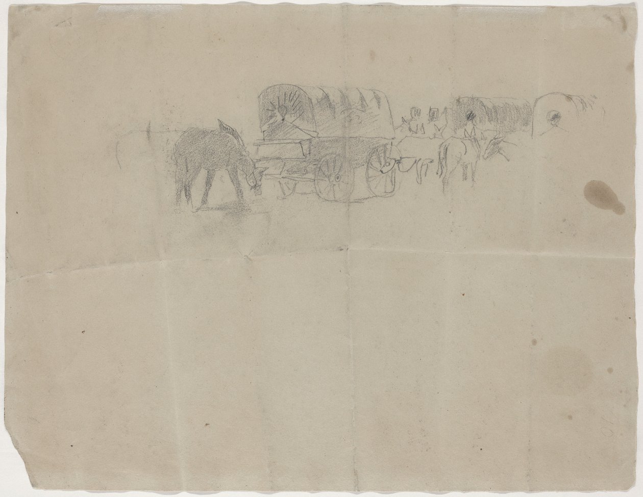 Forsyningstog og muldyr [verso] av Winslow Homer