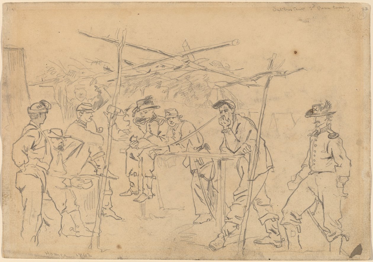 Sutler's Tent, 3rd Pennsylvania Cavalry [recto], 1862. av Winslow Homer