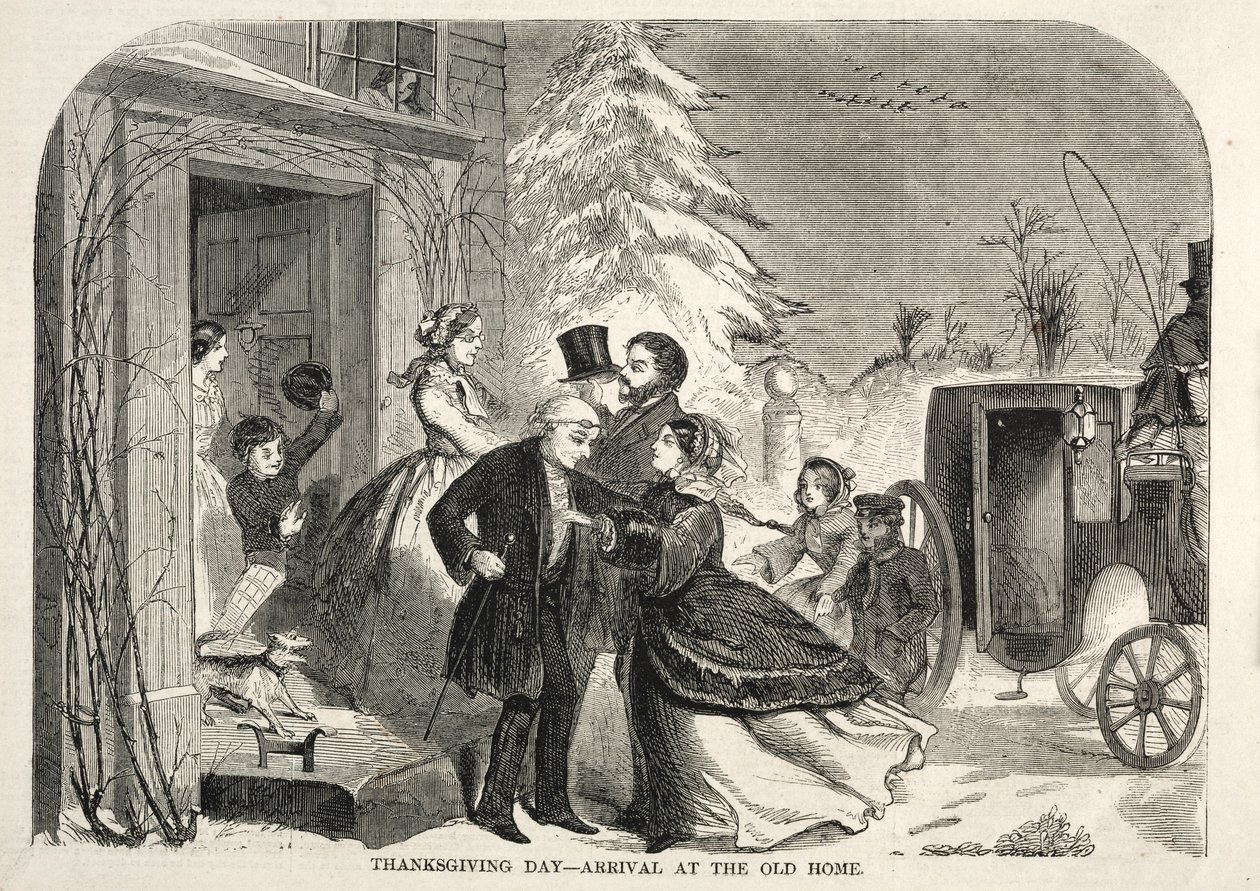 Thanksgiving Day - Ankomst til det gamle hjemmet, 1858. av Winslow Homer