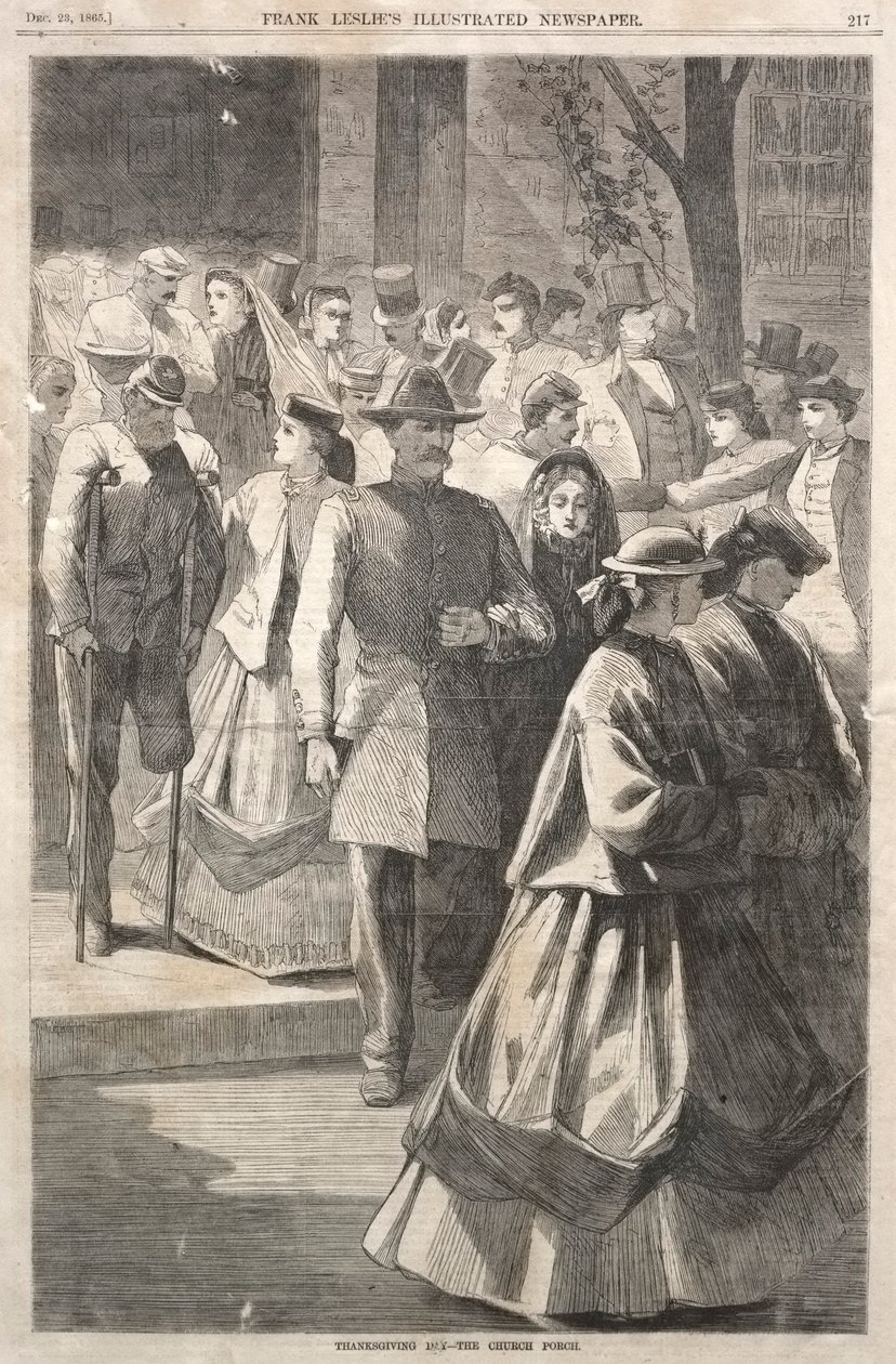 Thanksgiving Day - Kirkens veranda, 1865. av Winslow Homer