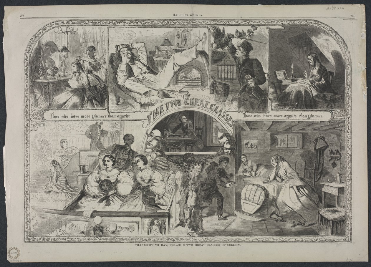 Thanksgiving Day, 1860 - The Two Great Classes of Society, 1860. av Winslow Homer