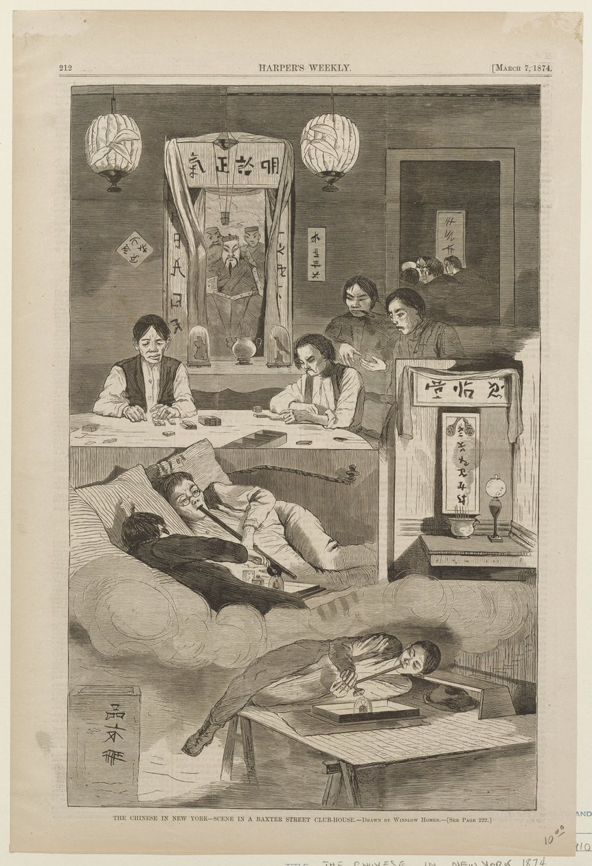 Kineserne i New York - scene i et klubbhus i Baxter Street av Winslow Homer