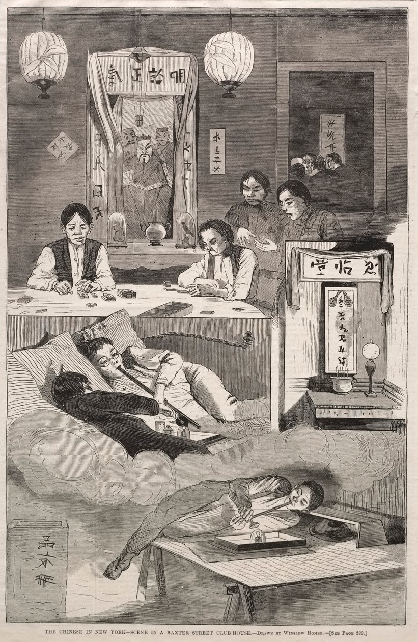 Kineserne i New York - Scene i et Baxter Street Club-House, 1874. av Winslow Homer