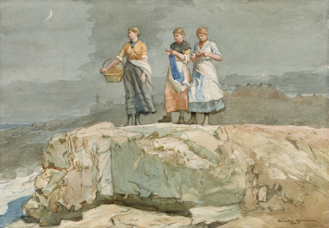 The Cliffs, 1883 (wc på papir) av Winslow Homer
