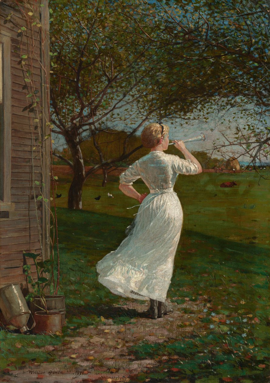 Middagshornet (det blåses i hornet ved sjøen) av Winslow Homer