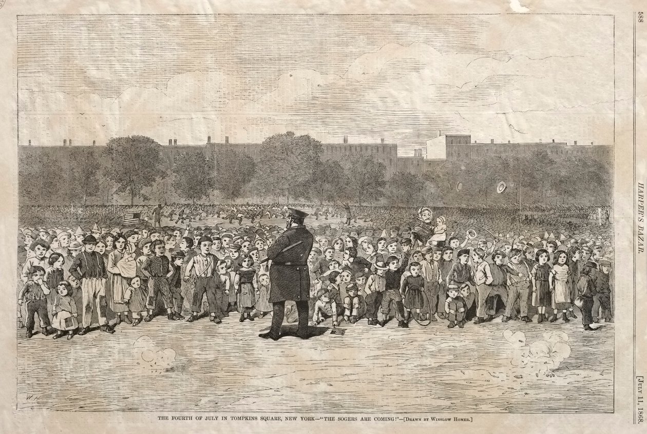 Den fjerde juli på Tompkins Square, New York - The Sogers Are Coming, 1868. av Winslow Homer