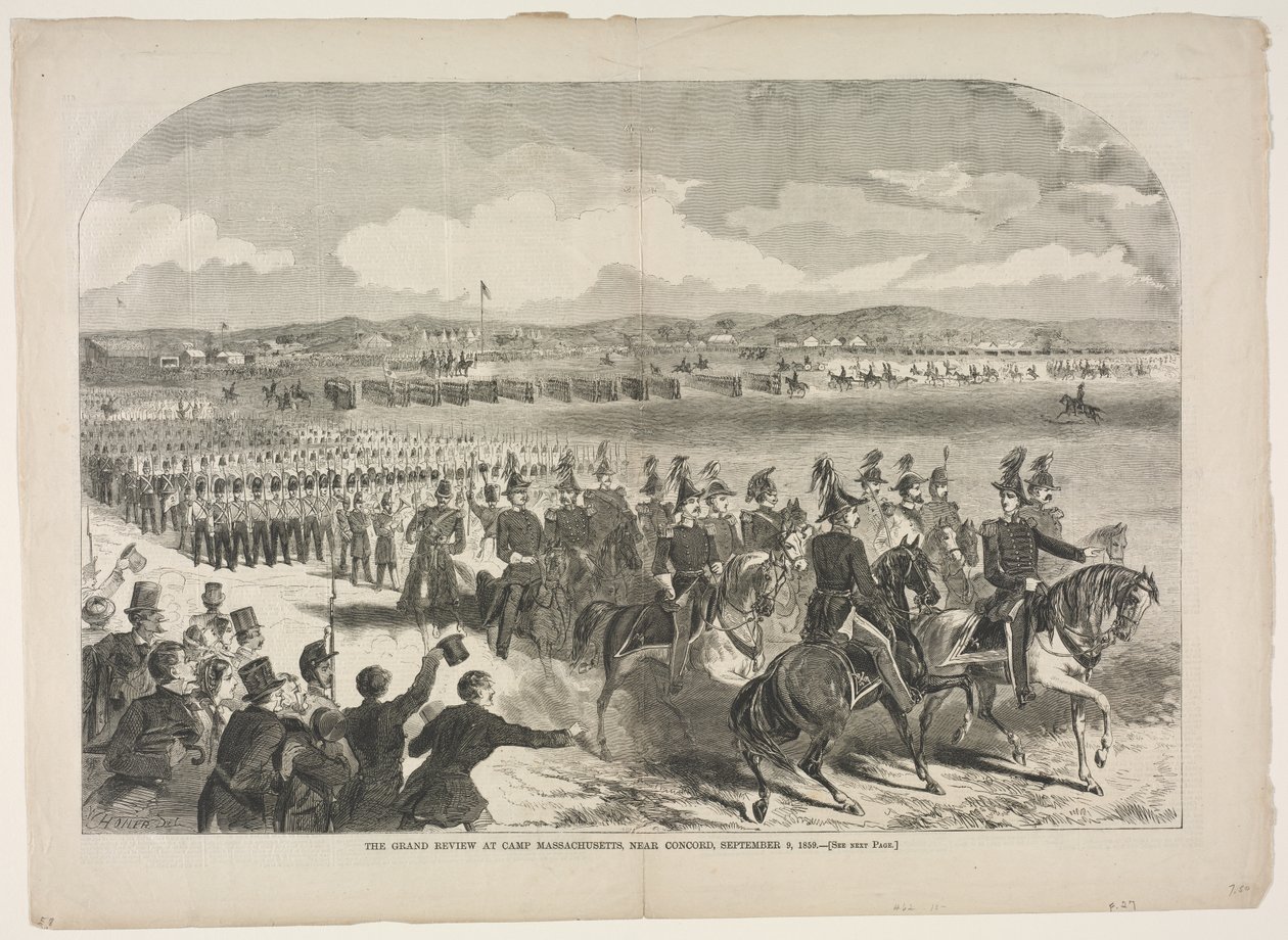 Den store paraden på Camp Massachusetts, nær Concord, 9. september 1859 av Winslow Homer