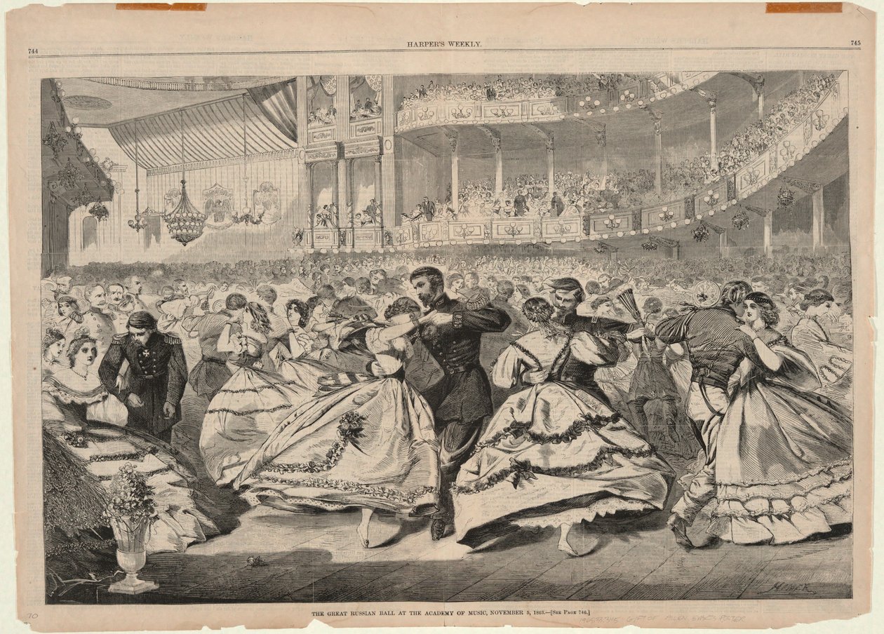 Det store russiske ballet ved Musikkhøgskolen, 5. november 1863, fra Harper av Winslow Homer