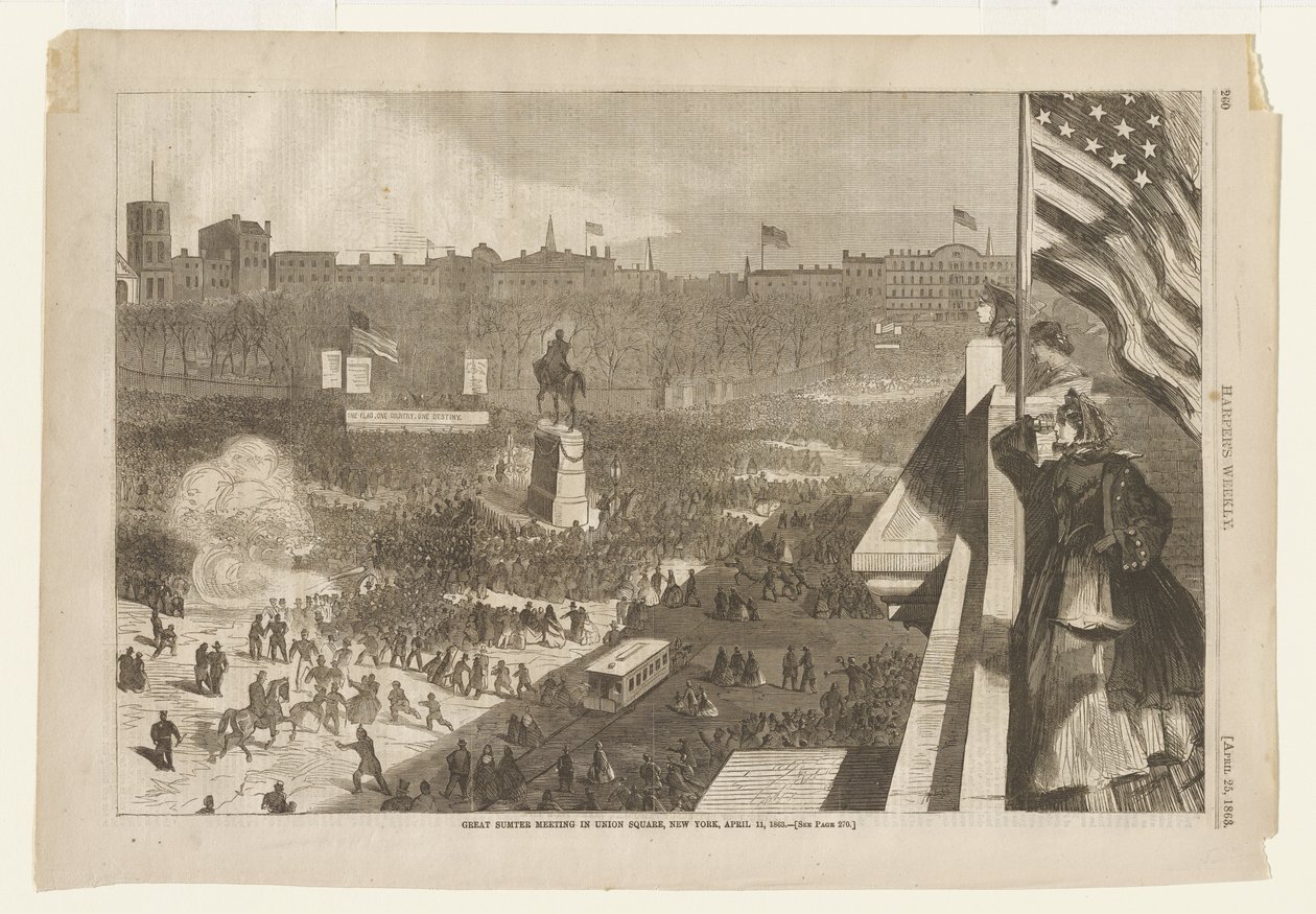 Det store Sumter-møtet på Union Square, New York, 11. april 1863 av Winslow Homer